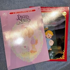 Vintage Unused 1990s Golden Book Precious Moments Big Coloring Book Bundle Of 2